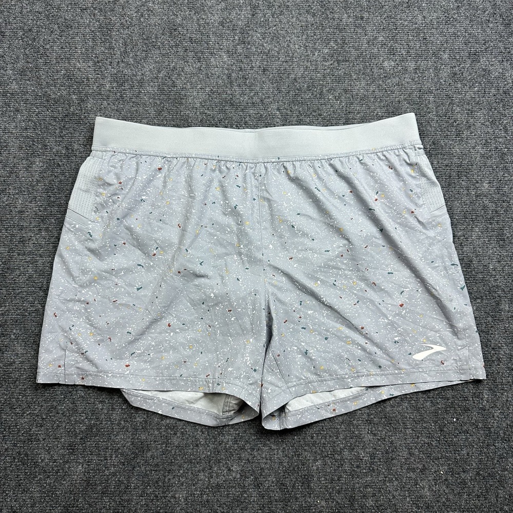 Brooks Sherpa 5 Inch Running Shorts Mens XL Gray Lined Lightweight Athletic Gym